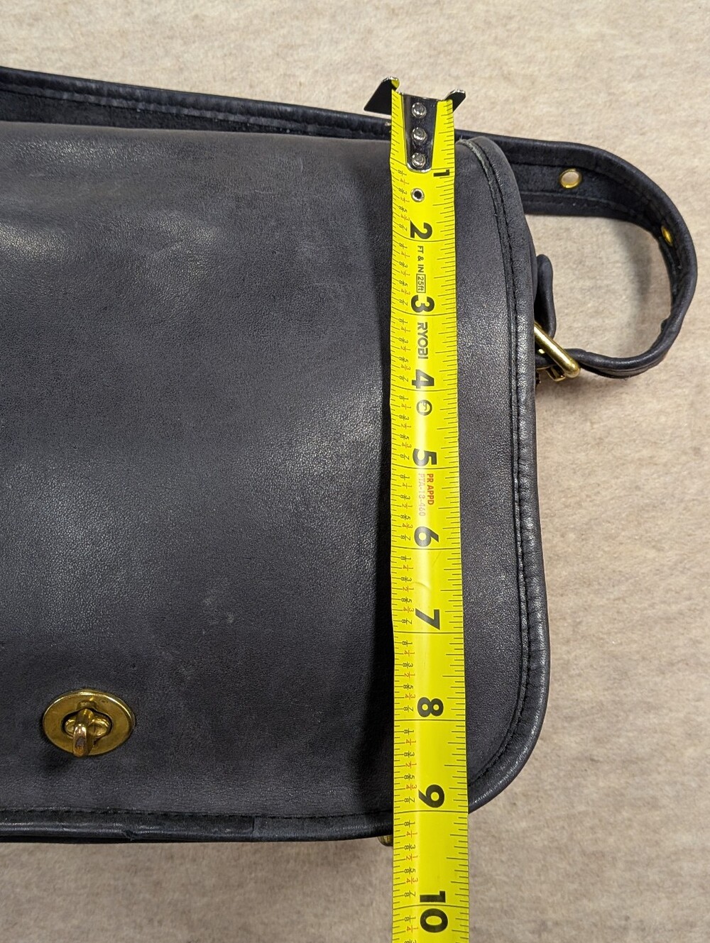 Vintage COACH Stunning Slate Gray Leather Stewardess Messanger Bag Purse Brass - Picture 11 of 14